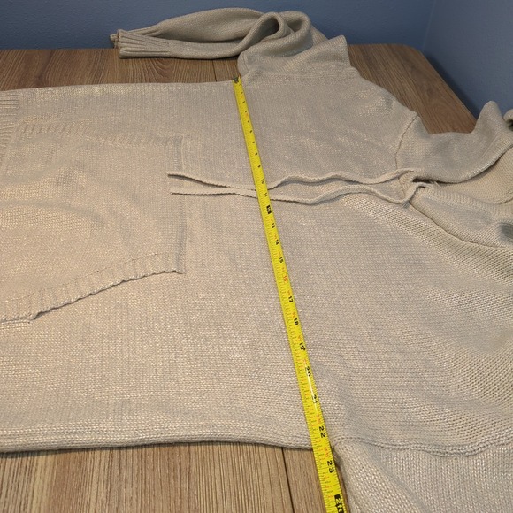 EVEREVE Aspen Silver Oatmeal Metallic Hoodie Sweater Small Oversized Cozy - Picture 7 of 9
